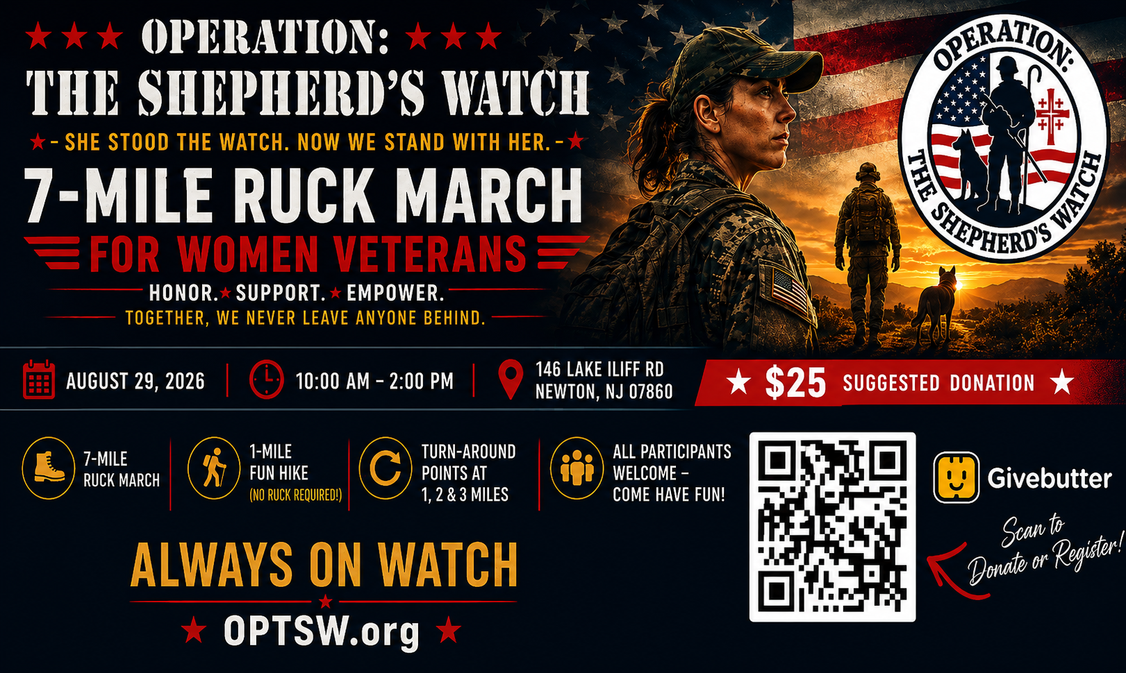 29AUG26 7 MILE RUCK MARCH/ 1 MILE FUN HIKE FOR WOMEN VETERANS